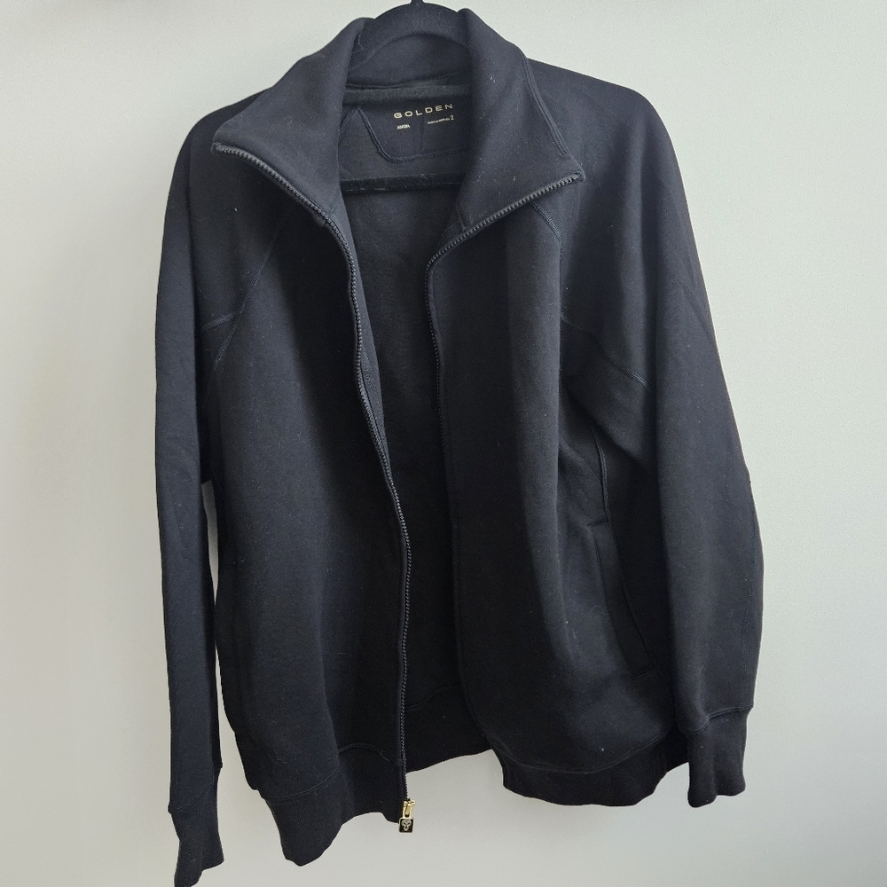 Aritzia Women's Black Zip Up Hoodie TNA GOLDEN Ultra SOFT